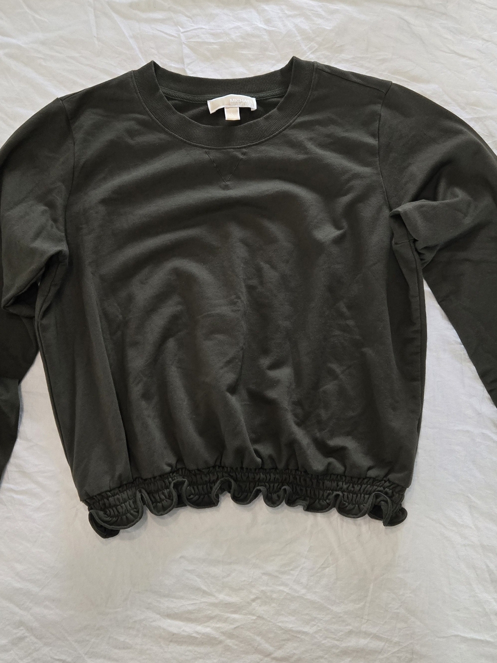 Michael Kors Black Ruffle-Hem Crewneck Sweatshirt